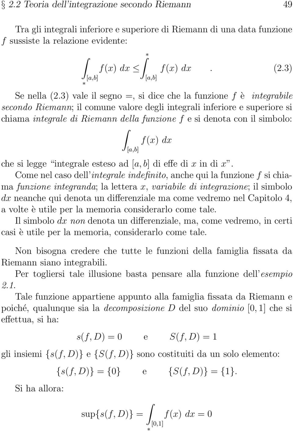 intgral stso ad [a, b] di ff di x in di x.