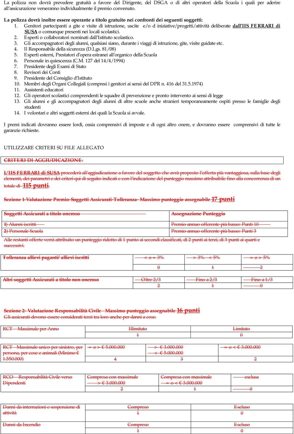 Genitori partecipanti a gite e visite di istruzione, uscite e/o d iniziative/progetti/attività deliberate dall IIS FERRARI di SUSA o comunque presenti nei locali scolastici.