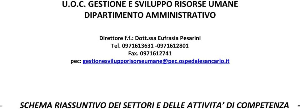 Direttore f.f.: Dott.ssa Eufrasia Pesarini Tel.