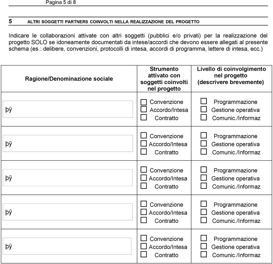 allegati al presente schema (es.: delibere, convenzioni, protocolli di intesa, accordi di programma, lettere di intesa, ecc.