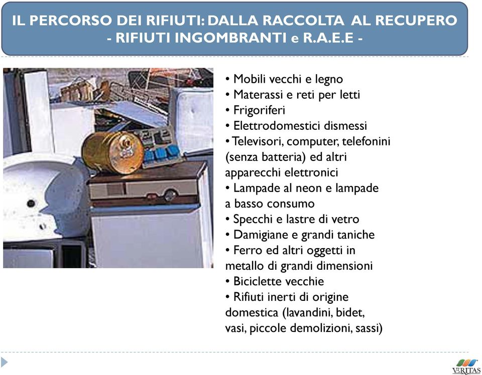 telefonini (senza batteria) ed altri apparecchi elettronici Lampade al neon e lampade a basso consumo Specchi e