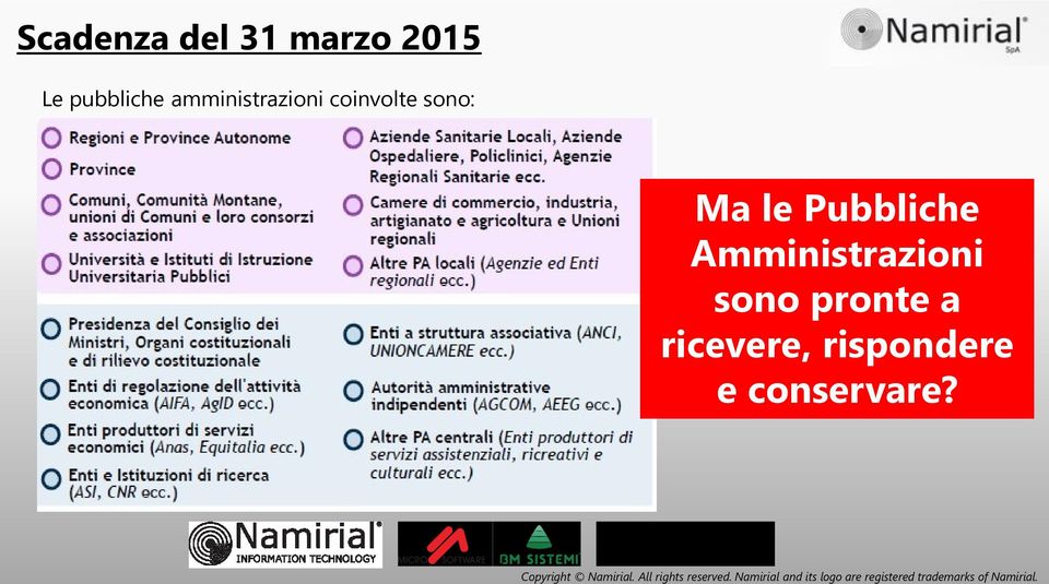 sono: Ma le Pubbliche Amministrazioni