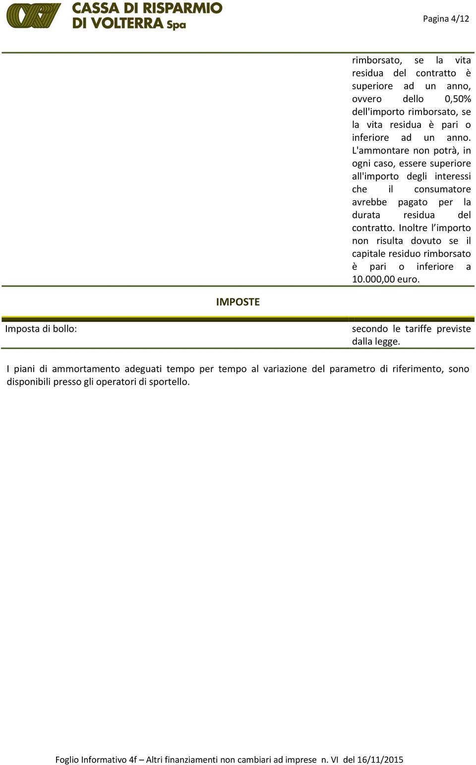 L'ammontare non potrà, in ogni caso, essere superiore all'importo degli interessi che il consumatore avrebbe pagato per la durata residua del contratto.