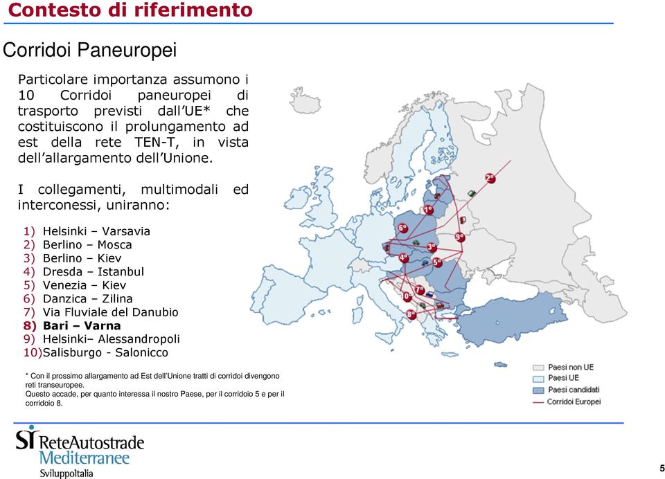 D D * Con il prossimo allargamento ad Est dell Unione tratti di corridoi