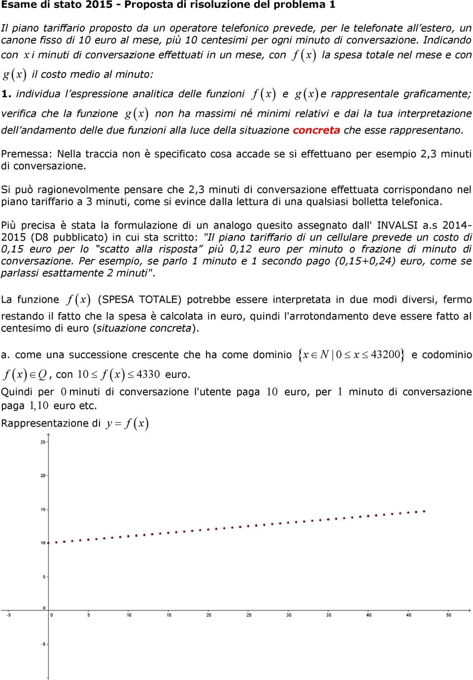 individua l espressione analitica delle funzioni f x e g x e rappresentale graficamente; verifica che la funzione g x non ha massimi né minimi relativi e dai la tua interpretazione dell andamento