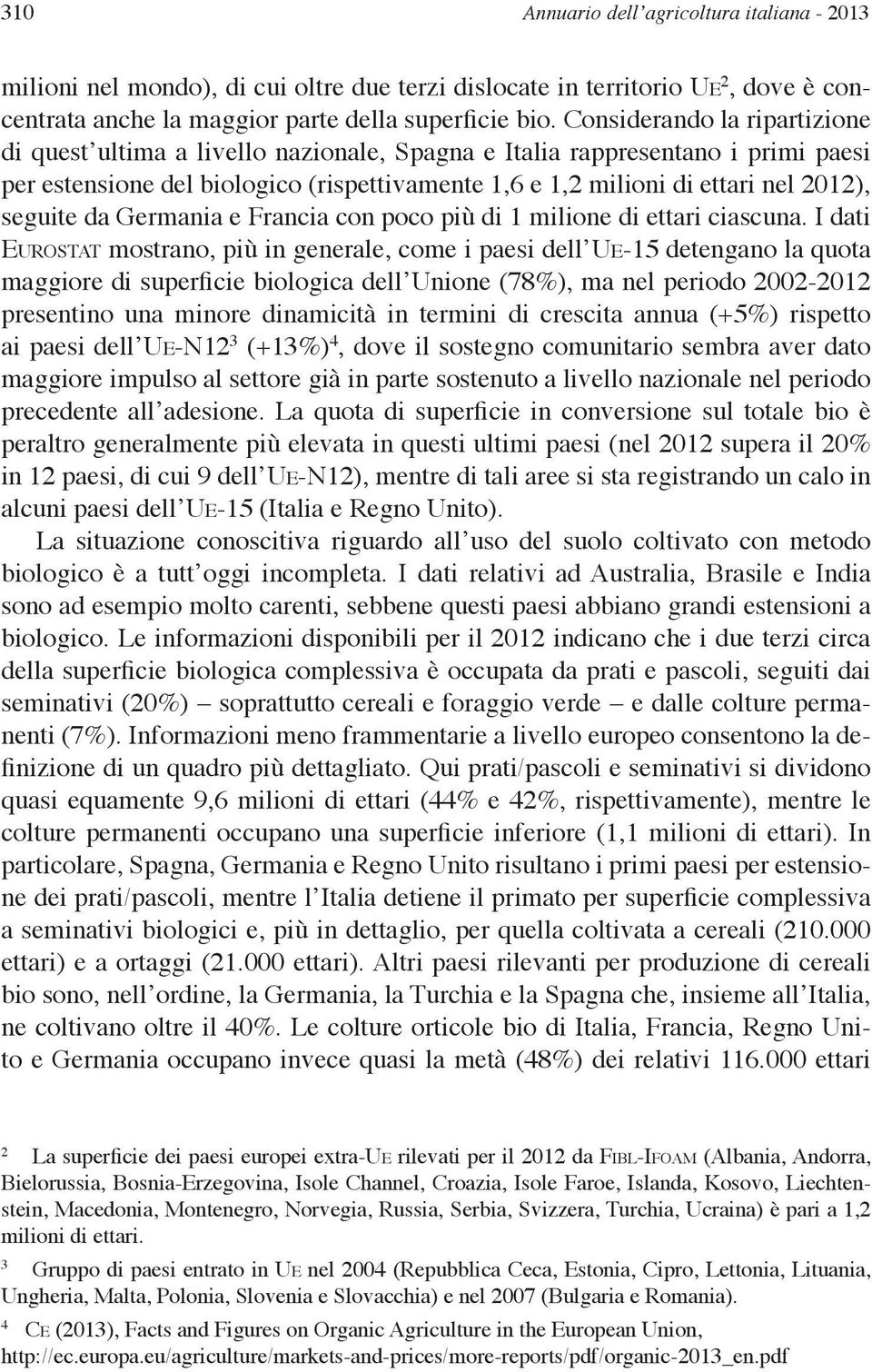 seguite da Germania e Francia con poco più di 1 milione di ettari ciascuna.