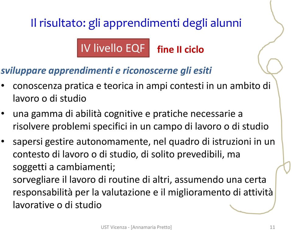 sapersi gestire autonomamente, nel quadro di istruzioni in un contesto di lavoro o di studio, di solito prevedibili, ma soggetti a cambiamenti; sorvegliare il