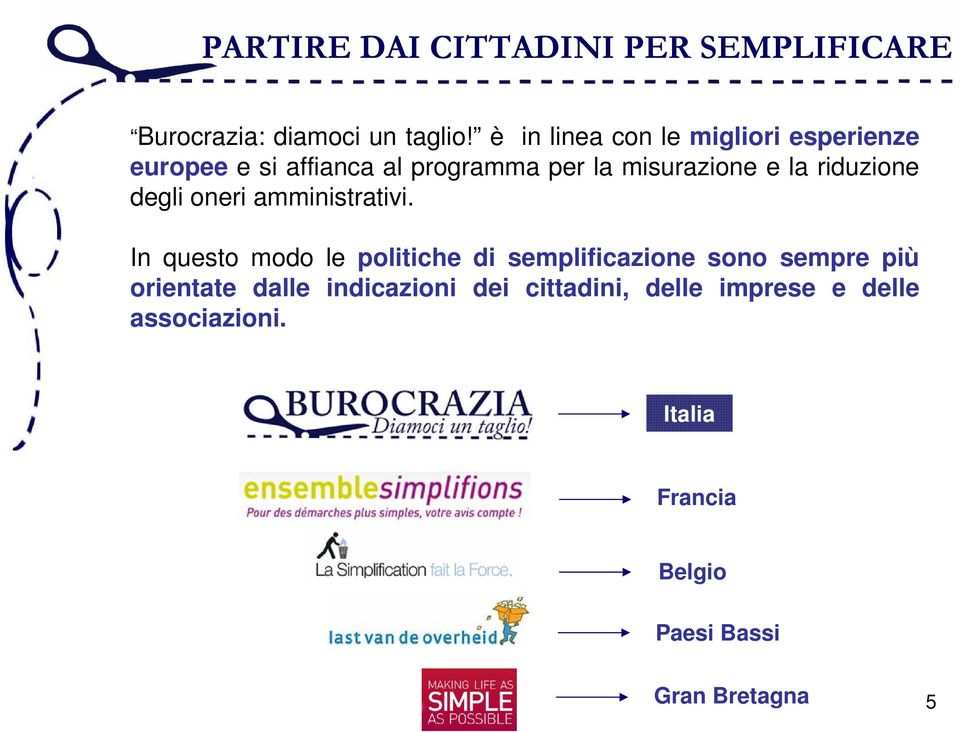 riduzione degli oneri amministrativi.