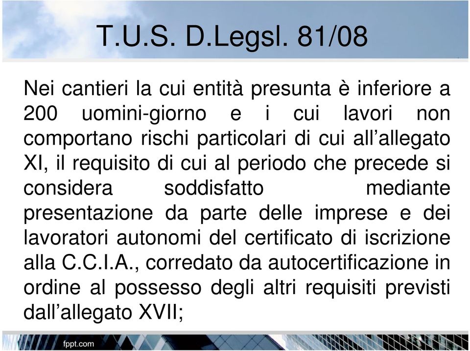 particolari di cui all allegato XI, il requisito di cui al periodo che precede si considera soddisfatto mediante