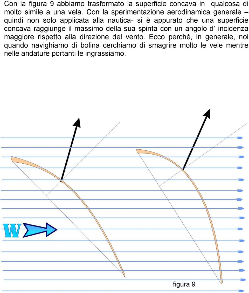 concava raggiunge il massimo della sua spinta con un angolo d incidenza maggiore rispetto alla direzione del vento.
