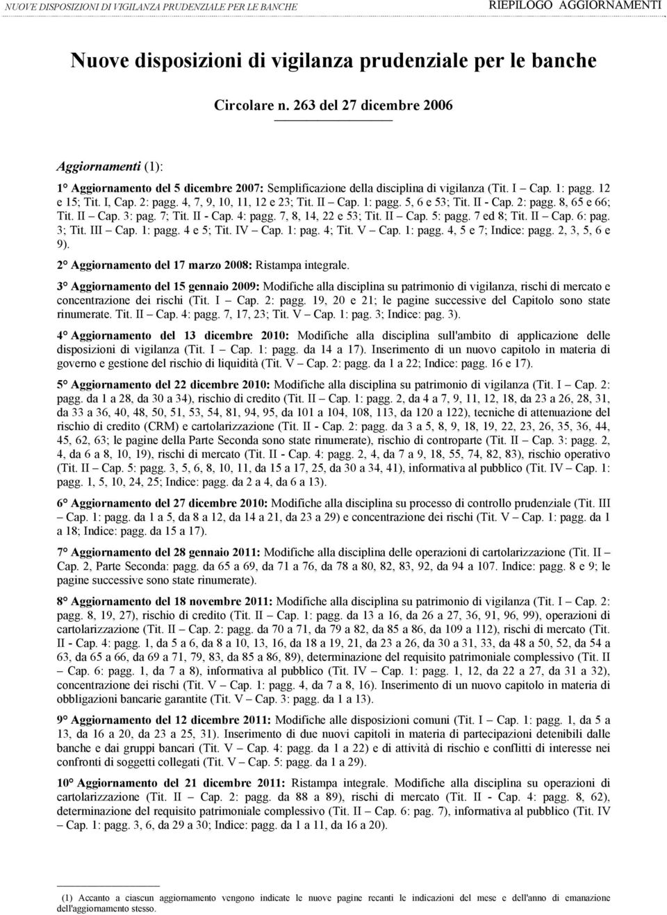 4, 7, 9, 10, 11, 12 e 23; Tit. II Cap. 1: pagg. 5, 6 e 53; Tit. II - Cap. 2: pagg. 8, 65 e 66; Tit. II Cap. 3: pag. 7; Tit. II - Cap. 4: pagg. 7, 8, 14, 22 e 53; Tit. II Cap. 5: pagg. 7 ed 8; Tit.