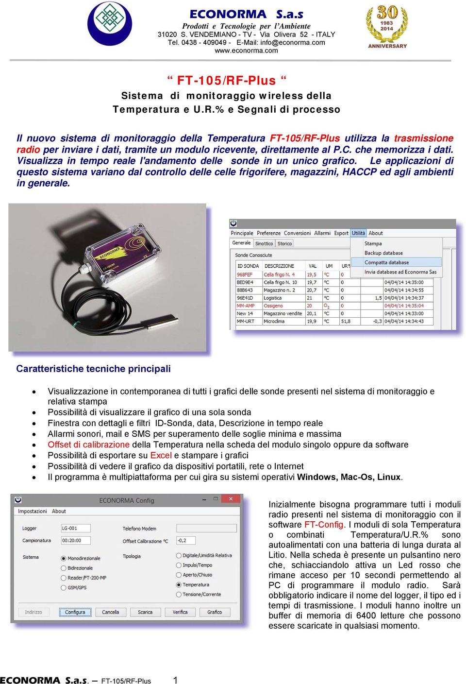 -Plus Sistema di monitoraggio wireless della Temperatura e U.R.