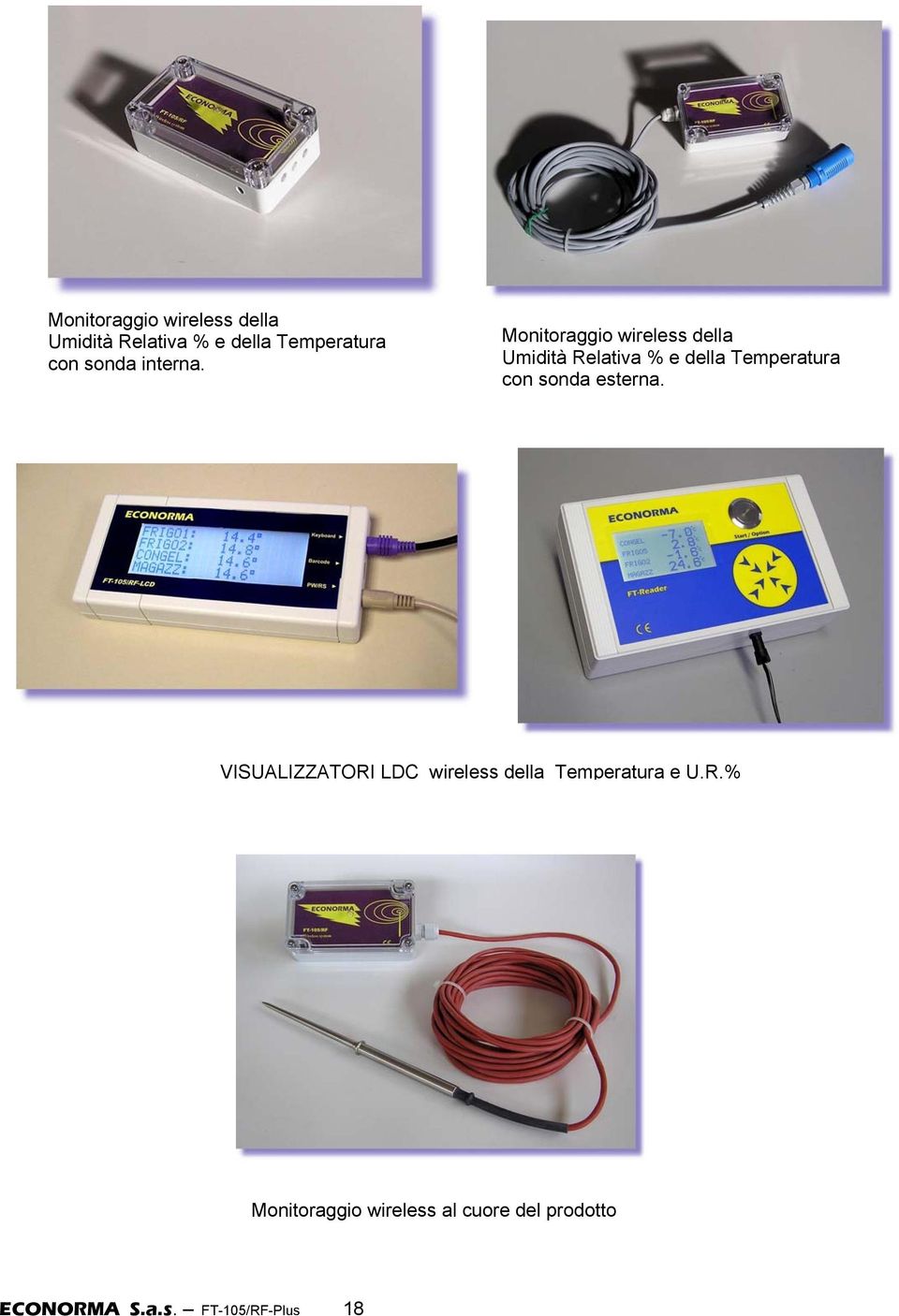 VISUALIZZATORI LDC wireless della Temperatura e U.R.% Monitoraggio wireless al cuore del prodotto ECONORMA S.