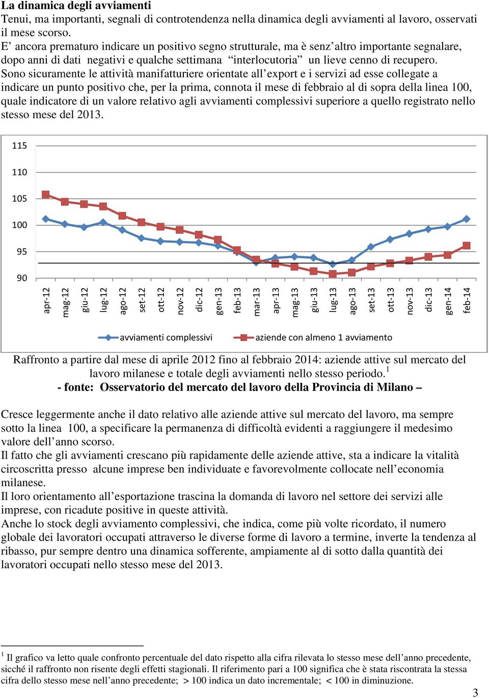 Sono sicuramente le attività manifatturiere orientate all export e i servizi ad esse collegate a indicare un punto positivo che, per la prima, connota il mese di febbraio al di sopra della linea 100,