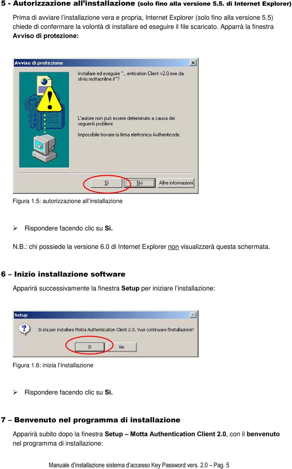 5: autorizzazione all installazione Rispondere facendo clic su 6u N.B.: chi possiede la versione 6.0 di Internet Explorer non visualizzerà questa schermata.