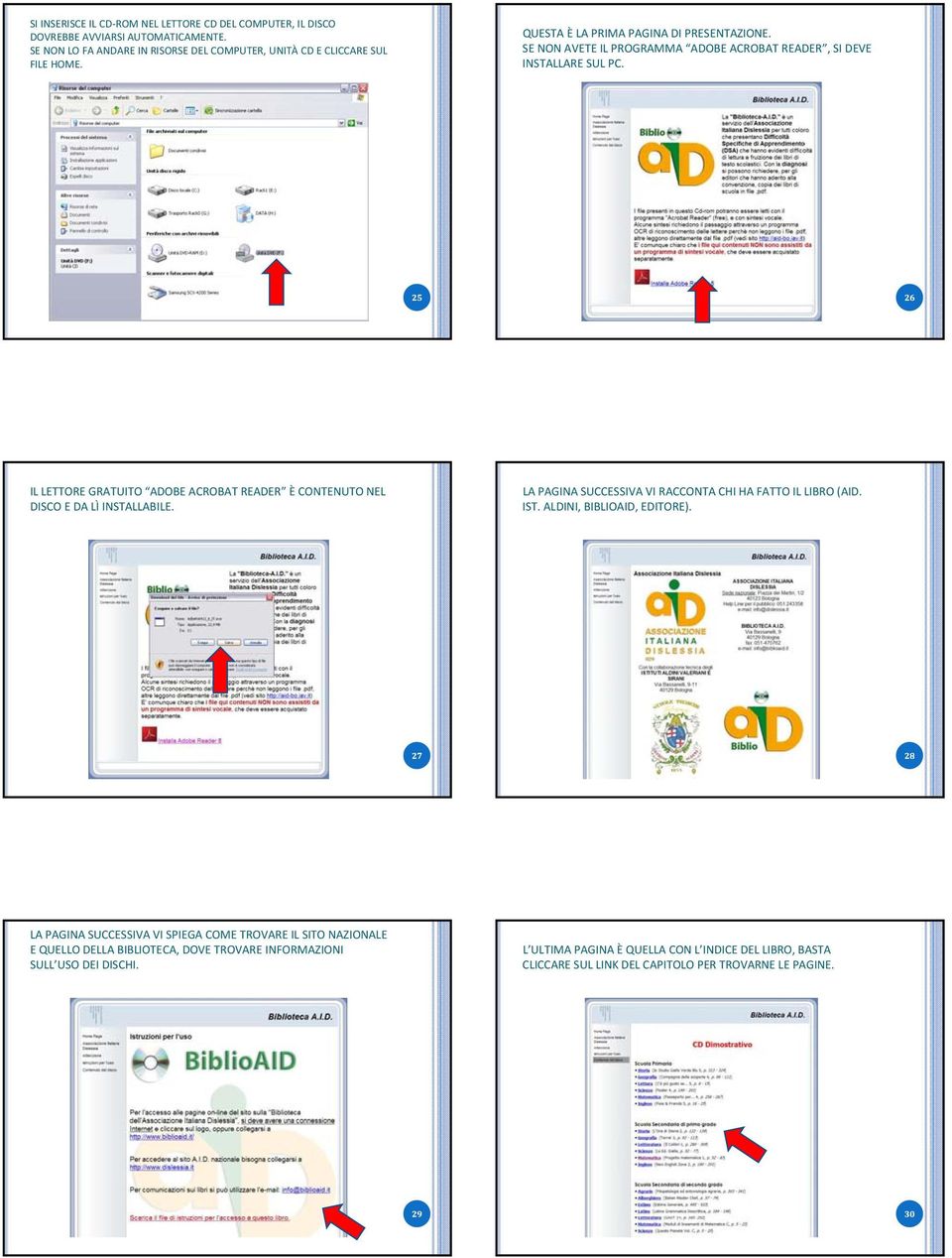 25 26 IL LETTORE GRATUITO ADOBE ACROBAT READER È CONTENUTO NEL DISCO E DA LÌ INSTALLABILE. LA PAGINA SUCCESSIVA VI RACCONTA CHI HA FATTO IL LIBRO (AID. IST.