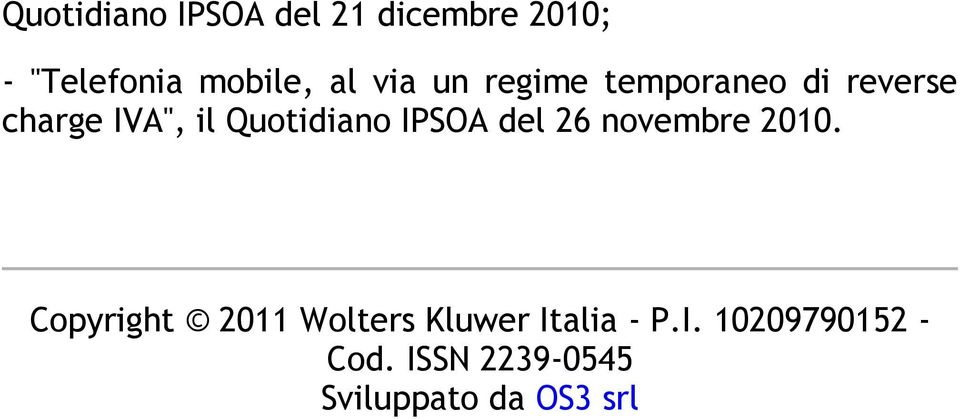 IPSOA del 26 novembre 2010.