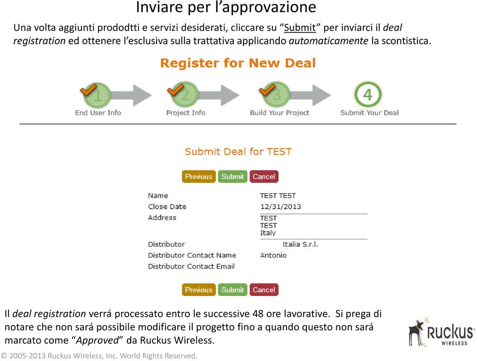 scontistica. Il deal registration verrá processato entro le successive 48 ore lavorative.