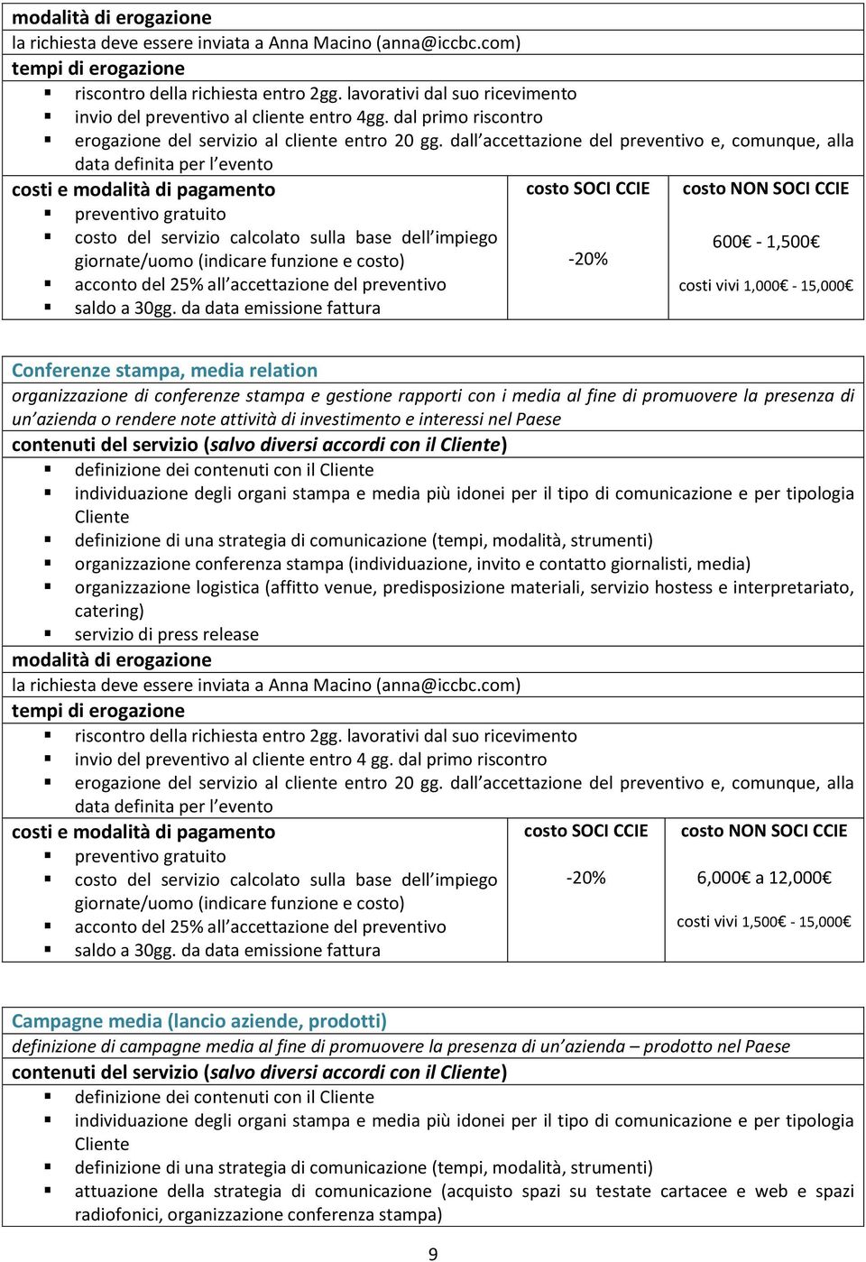 rapporti con i media al fine di promuovere la presenza di un azienda o rendere note attività di investimento e interessi nel Paese individuazione degli organi stampa e media più idonei per il tipo di