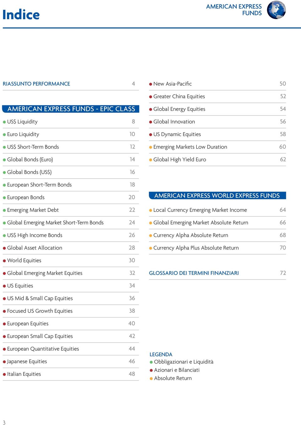 AMERICAN EXPRESS WORLD EXPRESS FUNDS Emerging Market Debt 22 Local Currency Emerging Market Income 64 Global Emerging Market Short-Term Bonds 24 Global Emerging Market Absolute Return 66 US$ High