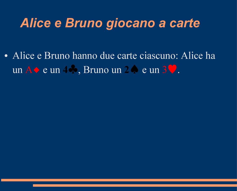 due carte ciascuno: Alice