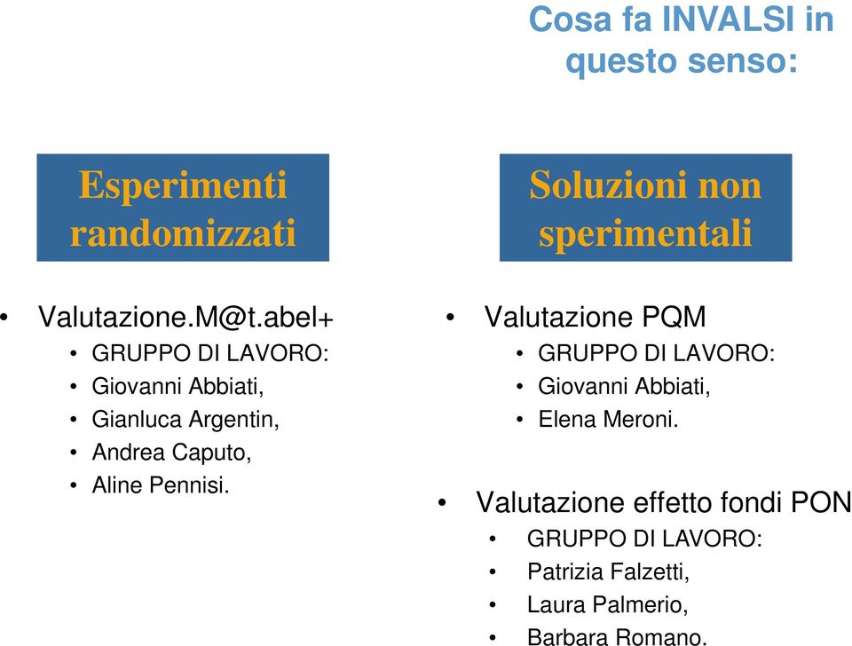 abel+ GRUPPO DI LAVORO: Giovanni Abbiati, Gianluca Argentin, Andrea Caputo, Aline