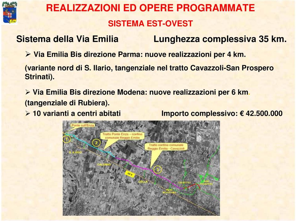 Ilario, tangenziale nel tratto Cavazzoli-San Prospero Strinati).