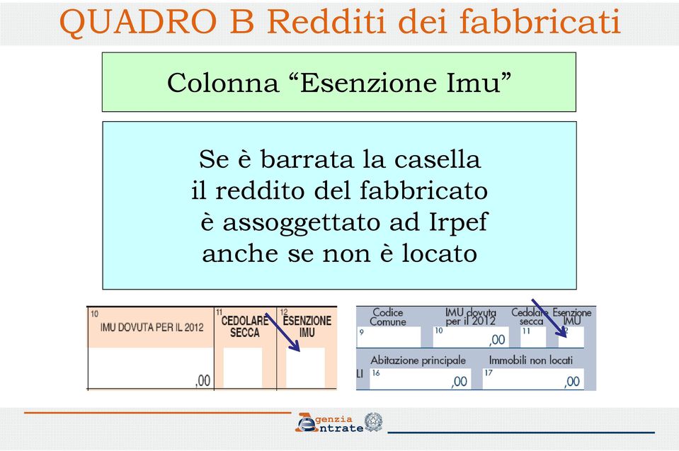 casella il reddito del fabbricato è