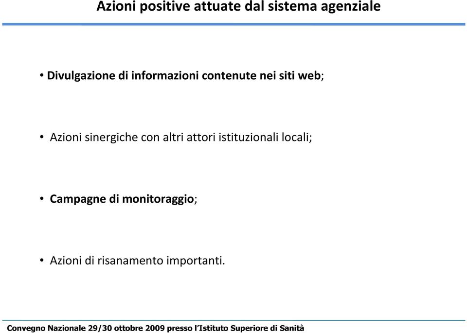 Azioni sinergiche con altri attori istituzionali