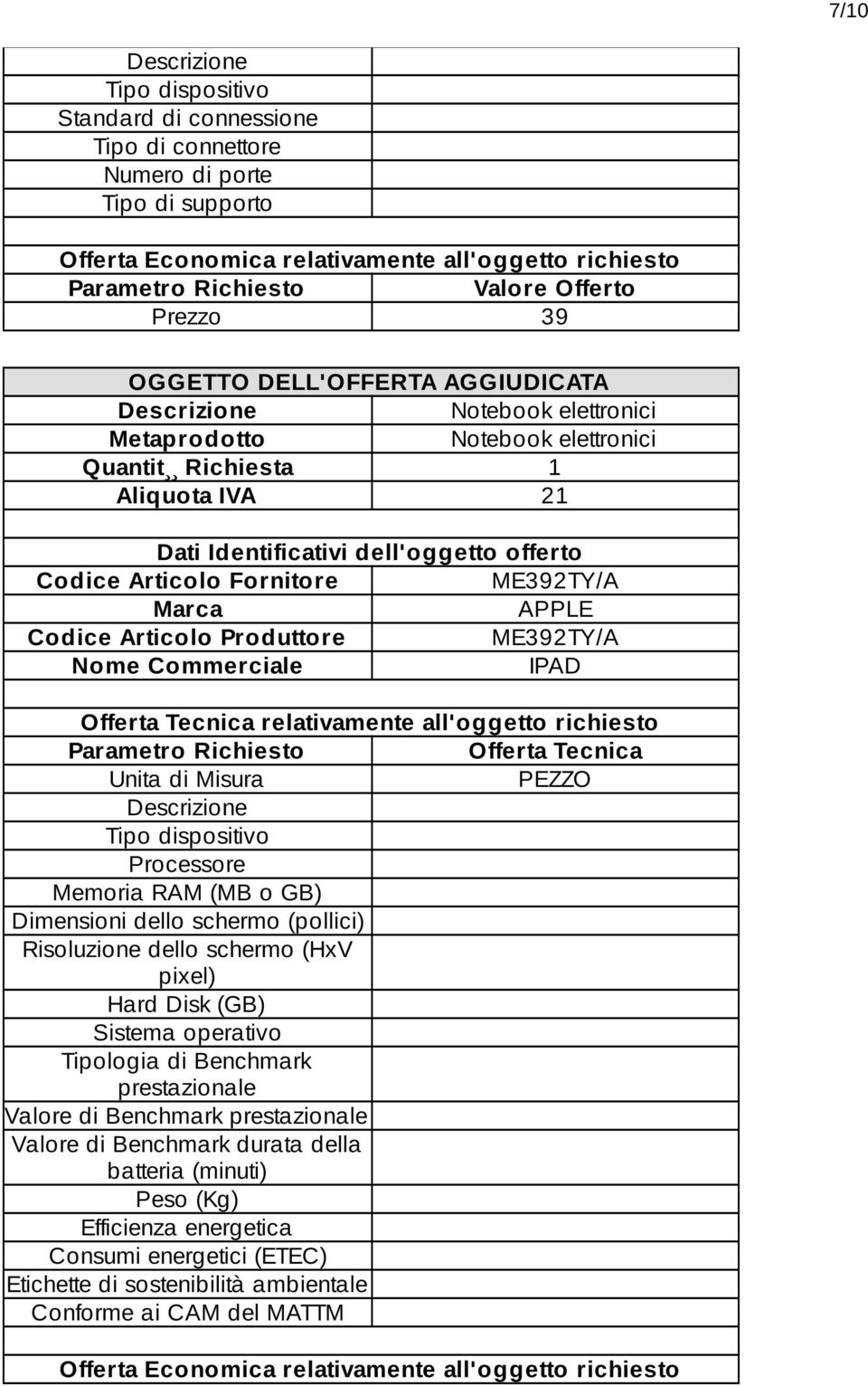 pixel) Hard Disk (GB) Sistema operativo Tipologia di Benchmark prestazionale Valore di Benchmark prestazionale Valore di Benchmark durata