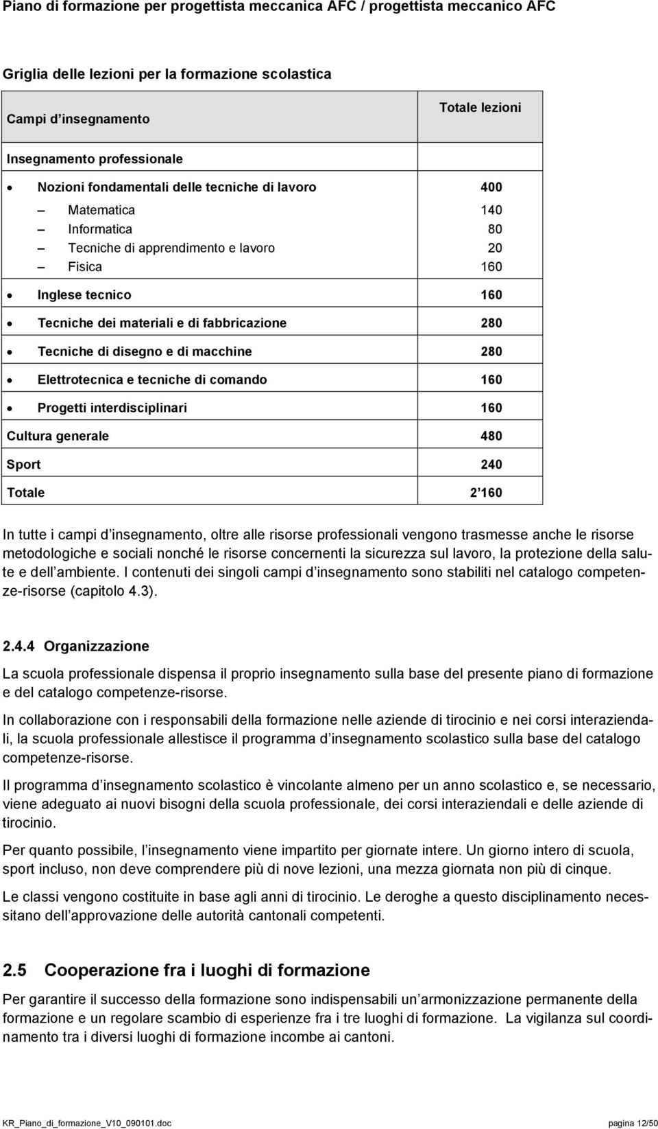 Progetti interdisciplinari 160 Cultura generale 480 Sport 240 Totale 2 160 In tutte i campi d insegnamento, oltre alle risorse professionali vengono trasmesse anche le risorse metodologiche e sociali