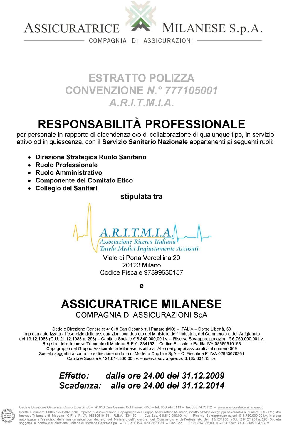 CONVENZIONE N. 777105001 A.