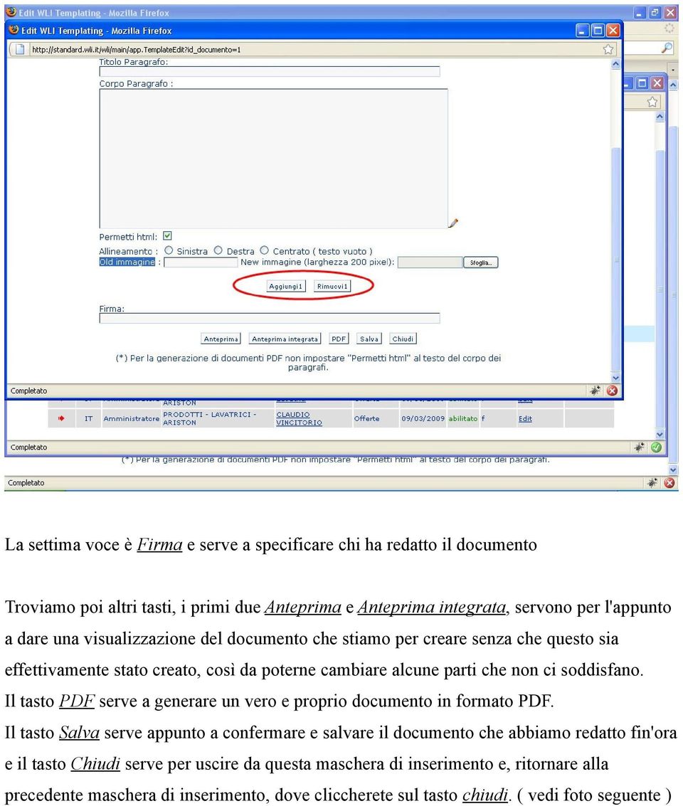 Il tasto PDF serve a generare un vero e proprio documento in formato PDF.