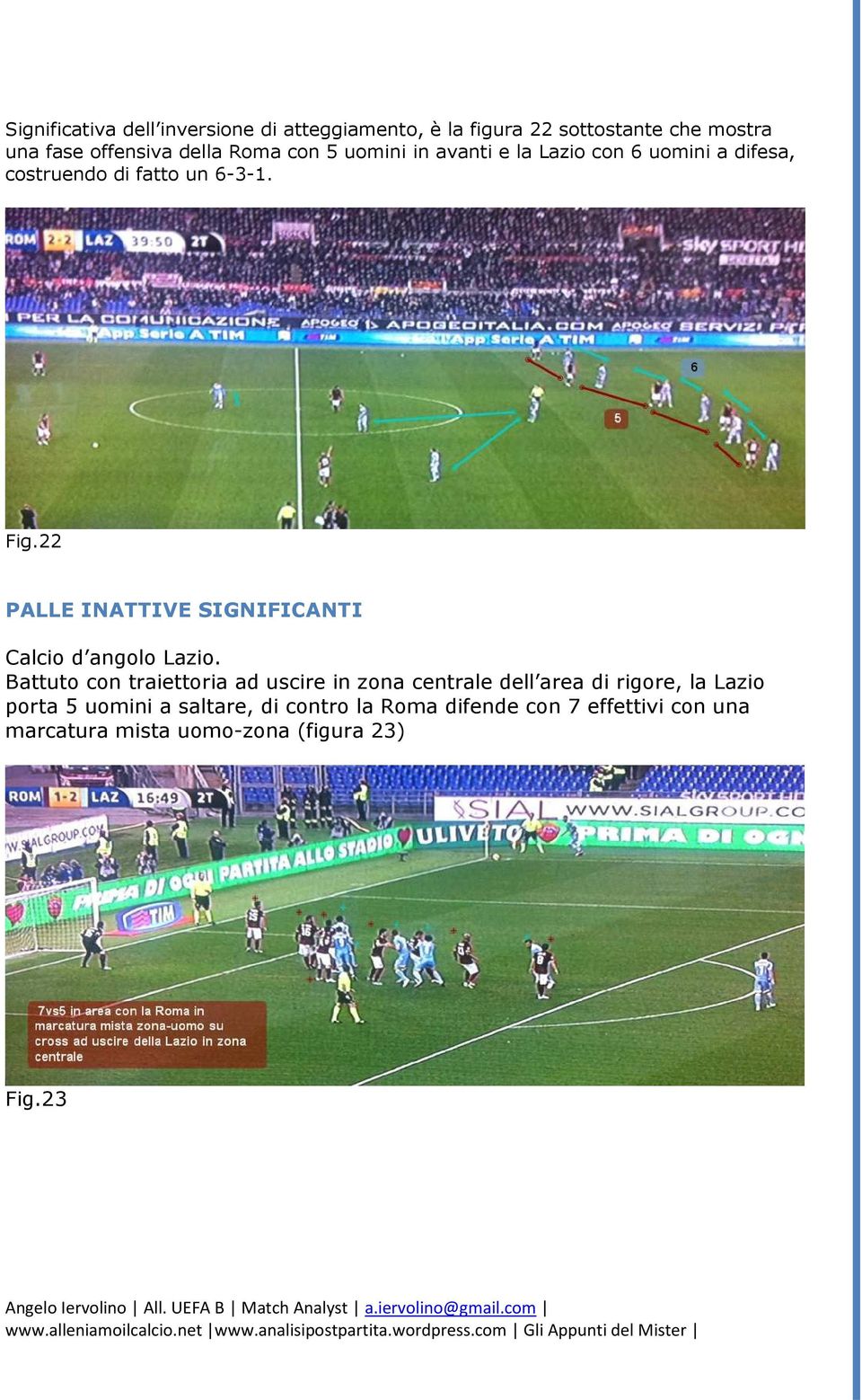 22 PALLE INATTIVE SIGNIFICANTI Calcio d angolo Lazio.