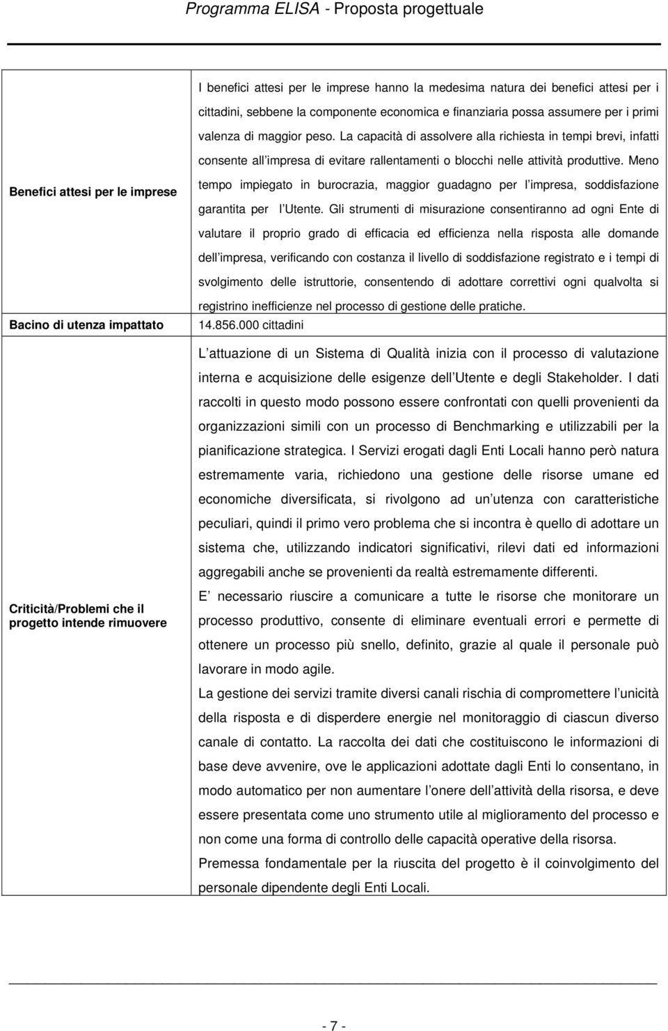 Meno Benefici attesi per le imprese tempo impiegato in burocrazia, maggior guadagno per l impresa, soddisfazione garantita per l Utente.