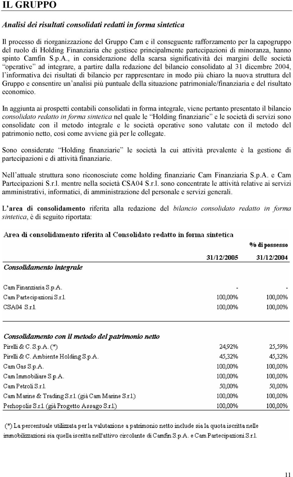 , in considerazione della scarsa significatività dei margini delle società operative ad integrare, a partire dalla redazione del bilancio consolidato al 31 dicembre 2004, l informativa dei risultati