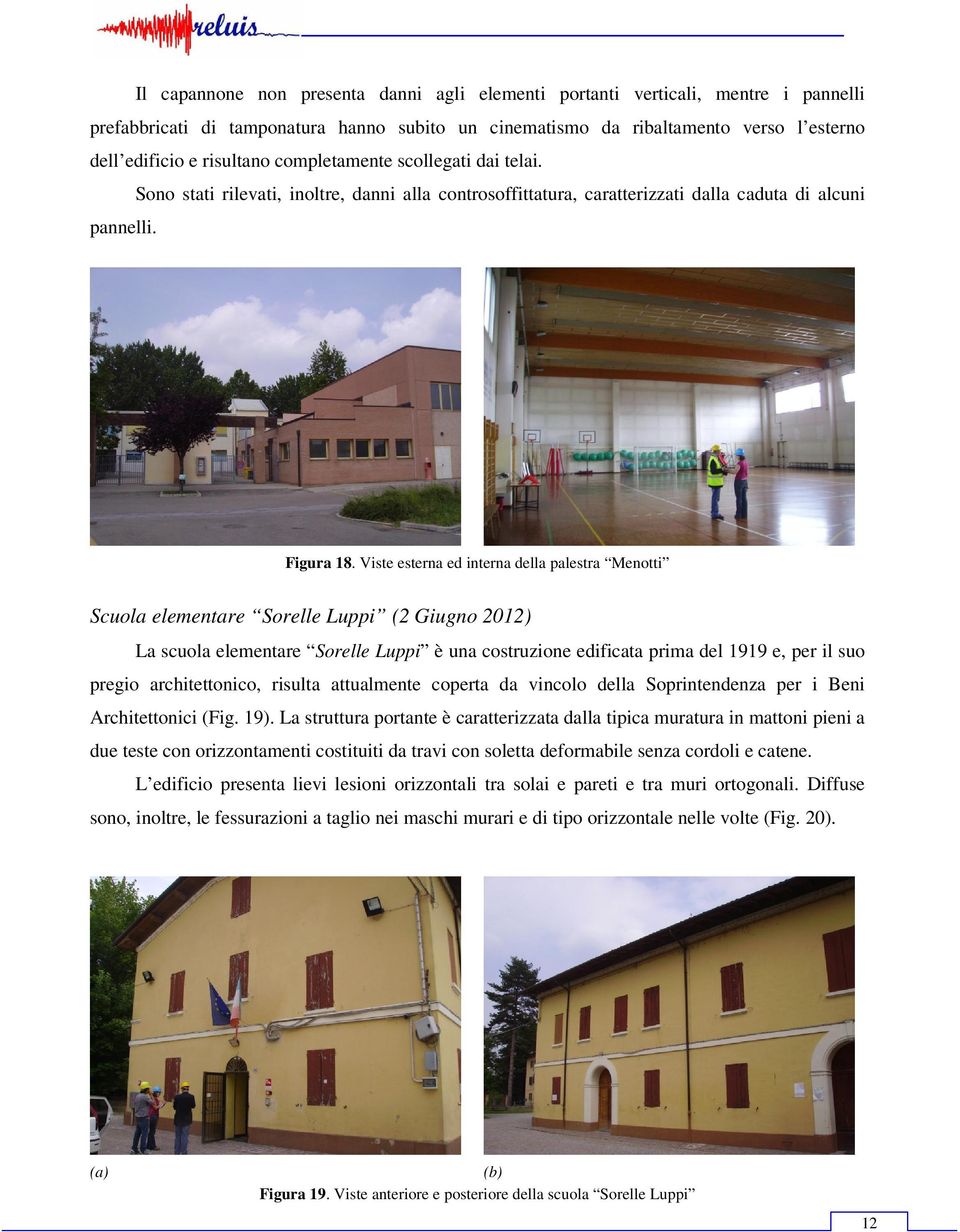 Viste esterna ed interna della palestra Menotti Scuola elementare Sorelle Luppi (2 Giugno 2012) La scuola elementare Sorelle Luppi è una costruzione edificata prima del 1919 e, per il suo pregio