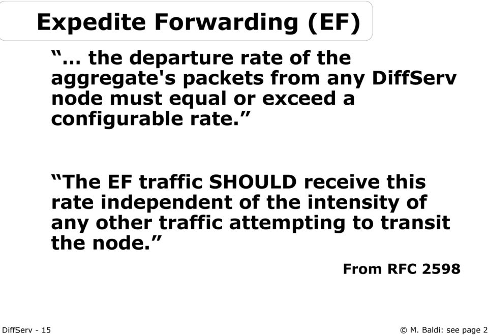 The EF traffic SHOULD receive this rate independent of the intensity of