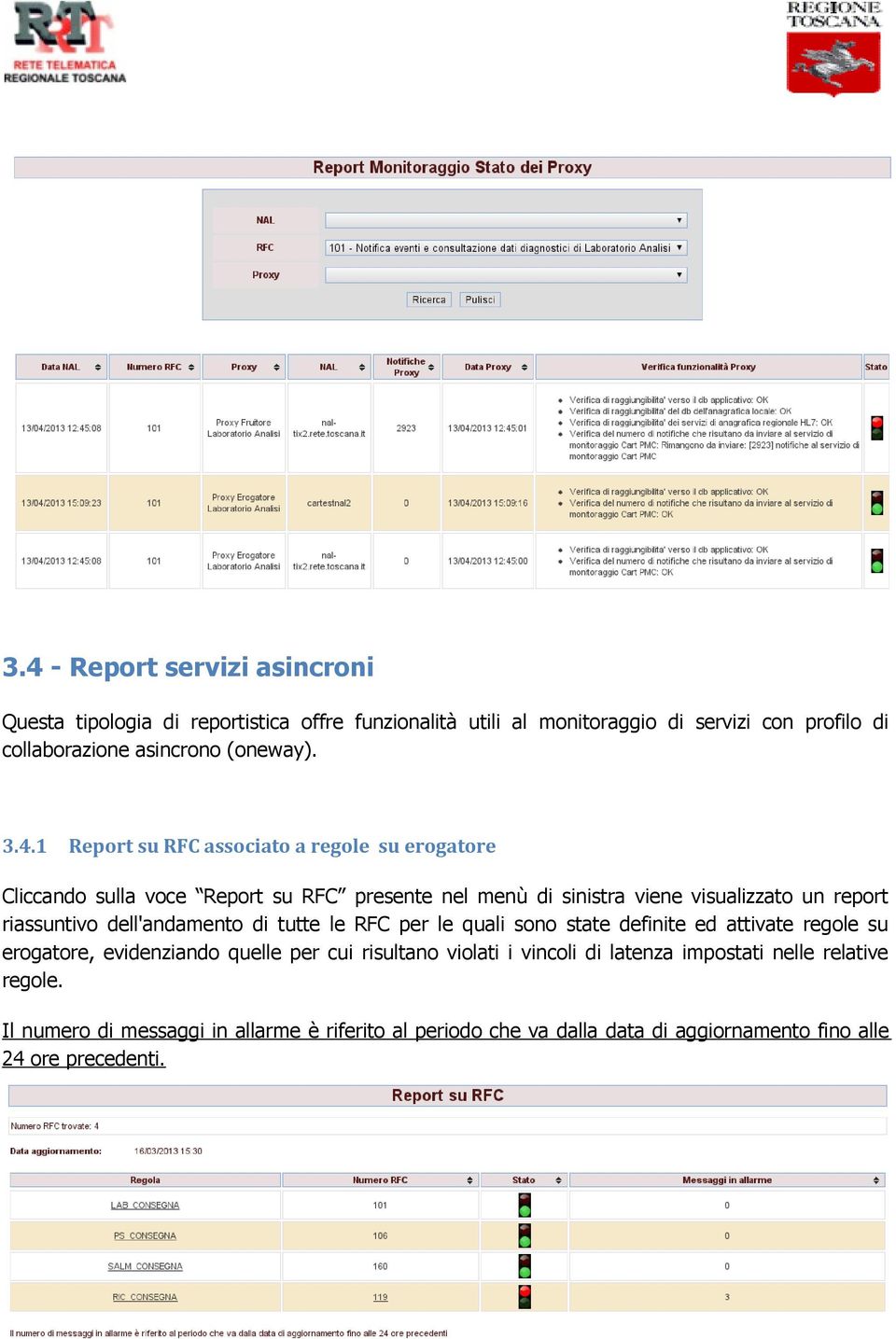 1 Report su RFC associato a regole su erogatore Cliccando sulla voce Report su RFC presente nel menù di sinistra viene visualizzato un report riassuntivo