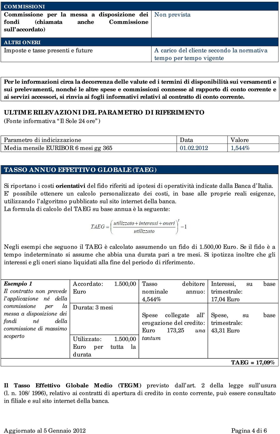 rapporto di conto corrente e ai servizi accessori, si rinvia ai fogli informativi relativi al contratto di conto corrente.