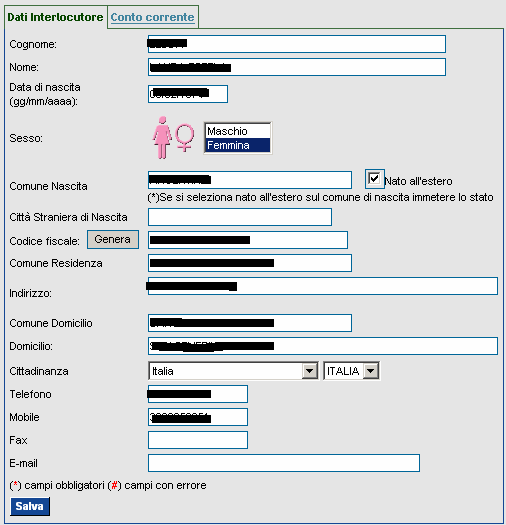 DATI BORSISTA La prima scheda è quella riferita ai dati del borsista: Attraverso il bottone Visualizza/Modifica si ha la possibilità di