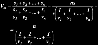 Un caso particolare: i tratti percorsi sono di uguale lunghezza. s 1 = s 2 = = s n = s t 1 = s/ v 1 t 2 = s/ v 2 t n = s/ v n vel.