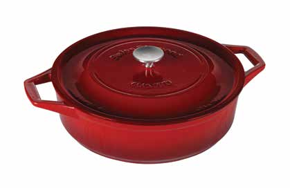 Linea Prestige Cast Iron 5 Tegame rotondo SD CI SH32 RD Dimensione: Ø 32 x 9 cm Capacità: 6 litri 7 640119 213668 Tegame rotondo SD CI SH32 RD Con due manici e coperchio.