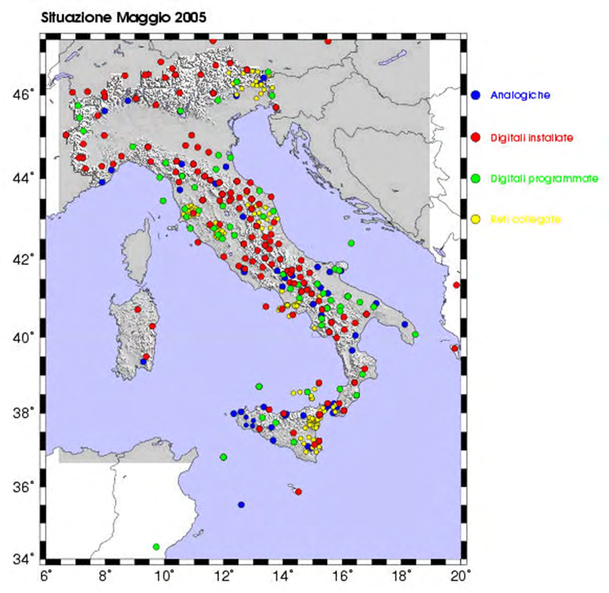 LA RETE NAZIONALE RSN collegate in tempo reale 24h con il centro operativo INGV a Roma: conta