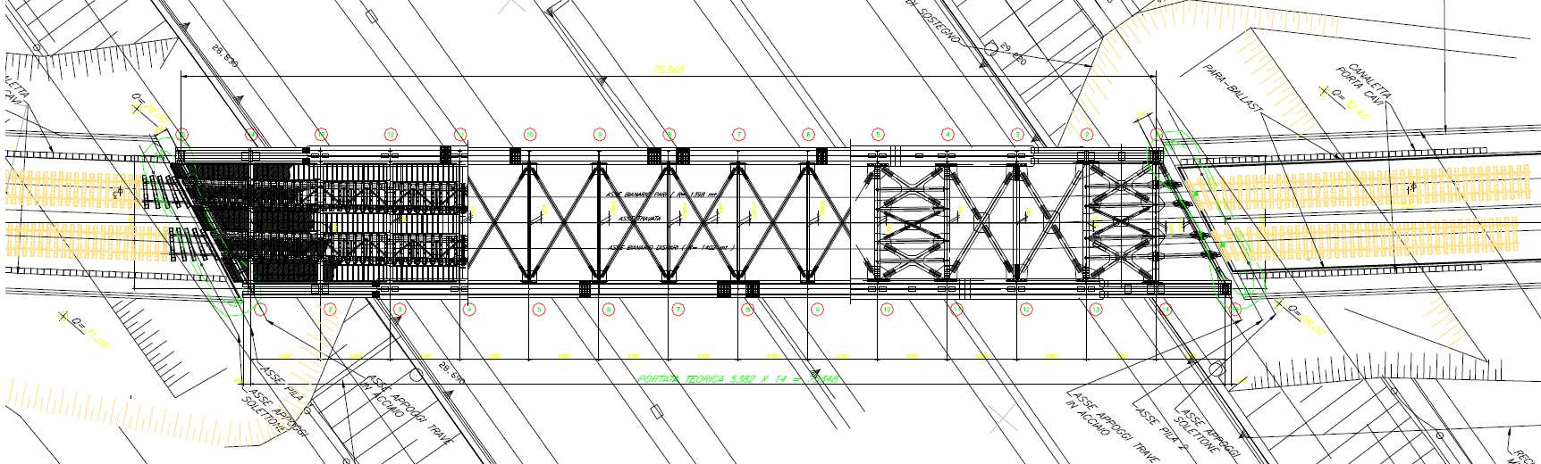 Opera critica: Ponte su Tangenziale di Bologna e Autostrada A14 L opera critica dell appalto è il ponte a tre campate, due laterali in c.a.p. e quella centrale costituita da una travata in acciaio a via inferiore, di scavalco della tangenziale e della A12.