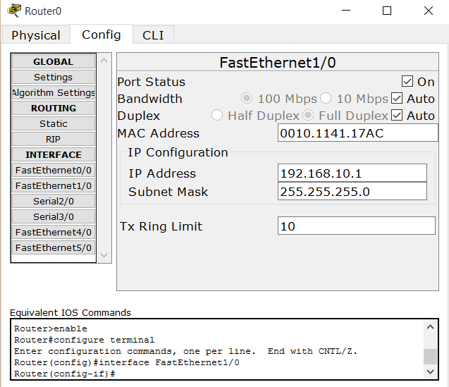 Collegare i due router con il cavo Copper cross-over. Configurare le porte collegate agli switch come in precedenza.