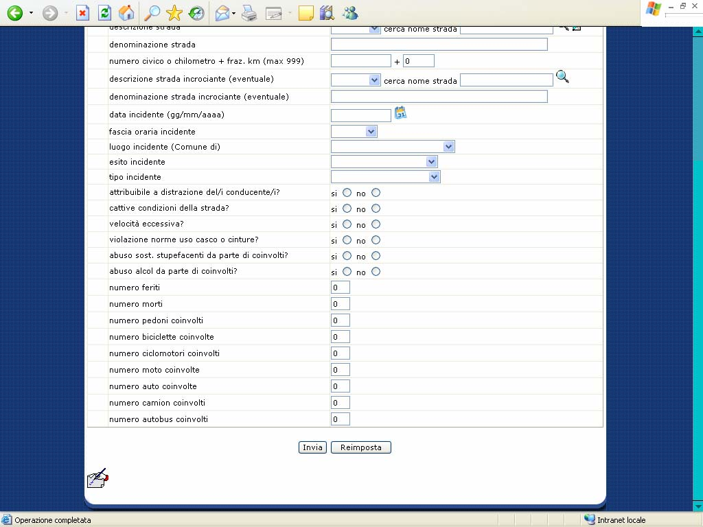 Fare click su Invia per far acquisire i dati al sistema.