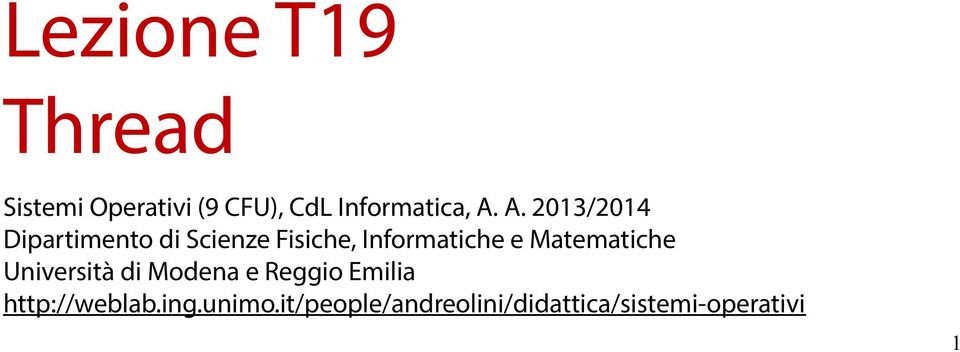 e Matematiche Università di Modena e Reggio Emilia