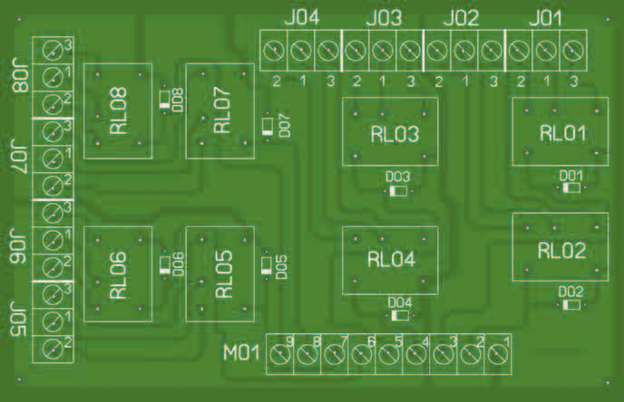 Una CPLD ed una linea seriale per controllare 120 relè 62 Figura 6 Circuito stampato della scheda a relè Figura 6b Circuito stampato della scheda a relè Figura 7 Prototipo della scheda a relè
