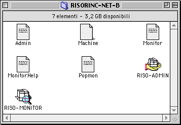 Assegnazione di un indirizzo IP alla stampante RISO Uso del RISO-ADMIN (Macintosh) Fase 1 della configurazione del sistema Quando si utilizza Macintosh è possibile assegnare un indirizzo IP alle